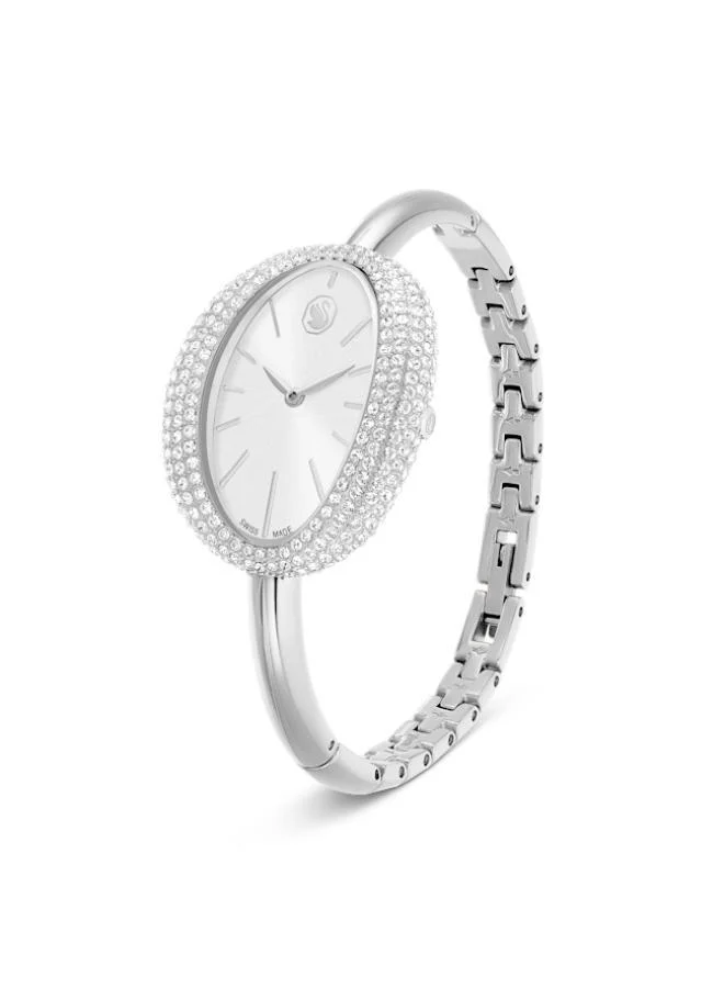 سواروفسكي ساعة إمبر ستانلس ستيل بقرص أبيض تناظرية